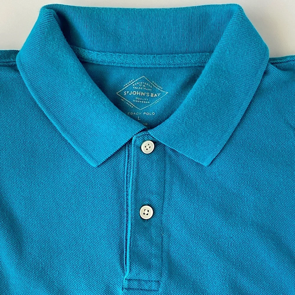 St. John's Bay Blue Polo Shirt - Picture 4 of 5